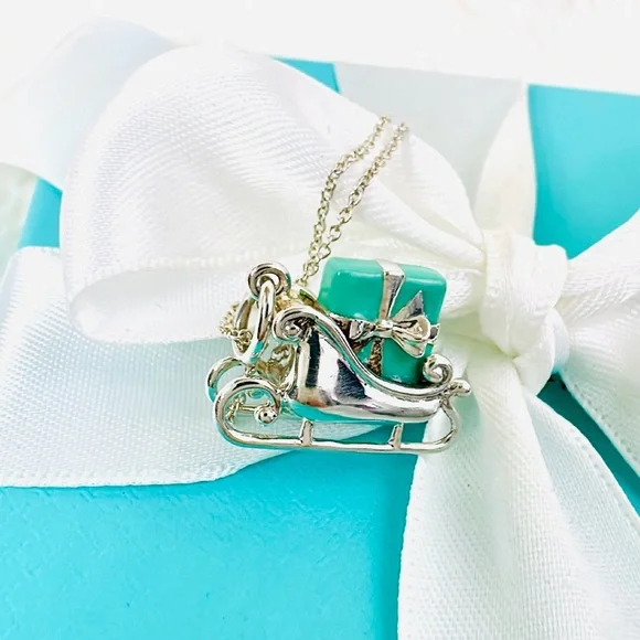 Tiffany & co blue enamel silver sled charm necklace - Picture 12 of 13